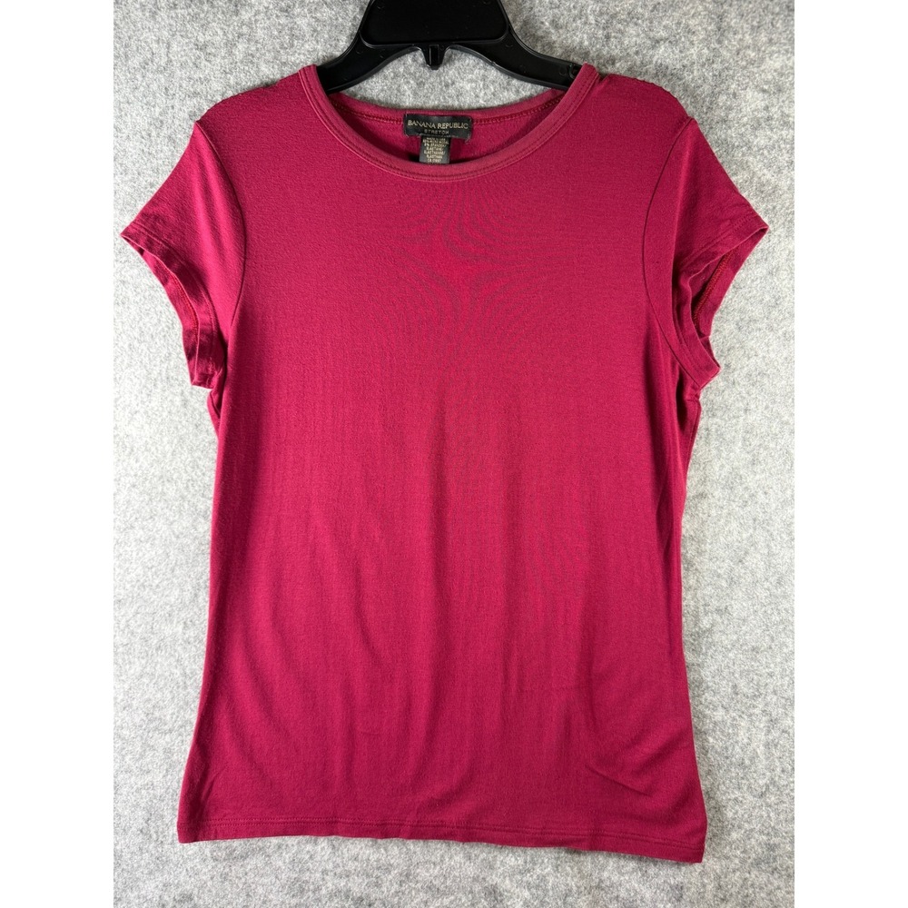 Banana Republic Stretch T-Shirt Womens Small Red Micro Modal Short Sleeve Tee